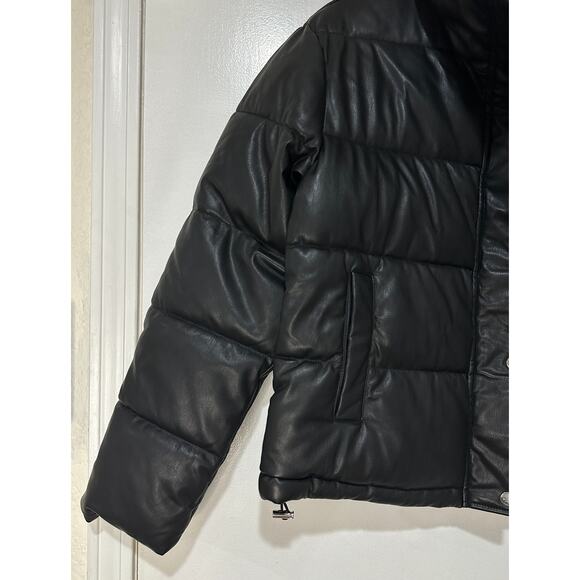 Avec Les Filles Faux Leather Black Puffer Jacket Size XS NWT Oversized - Picture 6 of 16